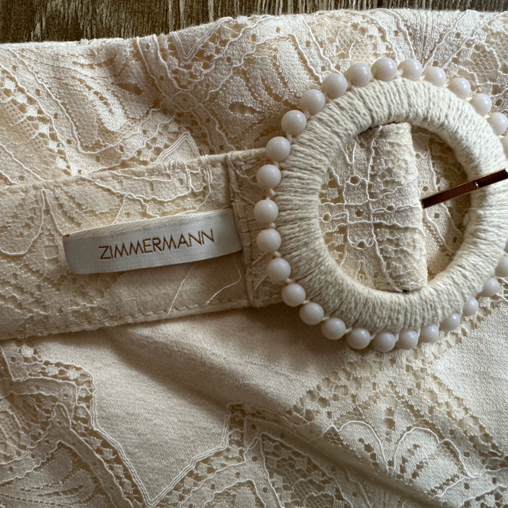 Zimmerman cropped flare lace detail pants with matching belt, size 3